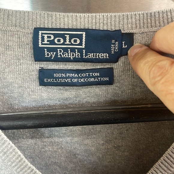 100% PIMA COTTON Ralph Lauren Polo Men’s Size L, SLEEVELESS Sweater‎ Vest gray - Picture 7 of 11